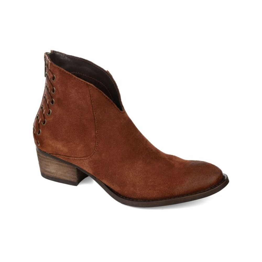 NWT JOURNEE SIGNATURE Womens Brown Ankle Stitch Detail Arika Leather Booties 9